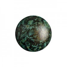 Les perles par Puca® Cabochon 14 mm - Metallic mat green spotted 23980/65326